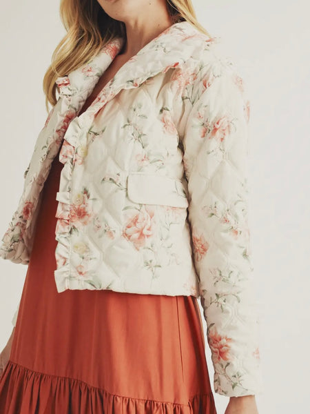 Lovey Dovey Quilted Jacket in Blush