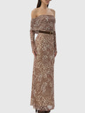 Thelma Dress in Taupe Animal