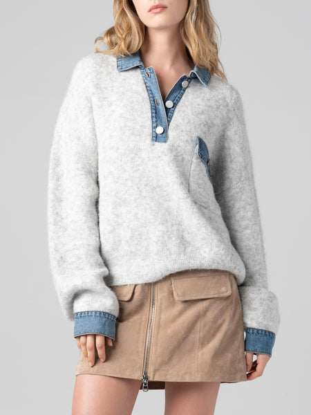 Rain Or Shine Combo Sweater in Grey