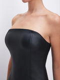 Tube Maxi Dress in Black Faux Leather