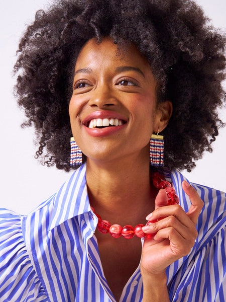 Iris Large Resin Bead Necklace in Red