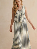 Cute As A Button Stripe Tank in White & Black