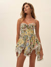 Elea Mini Dress in Yellow Blue