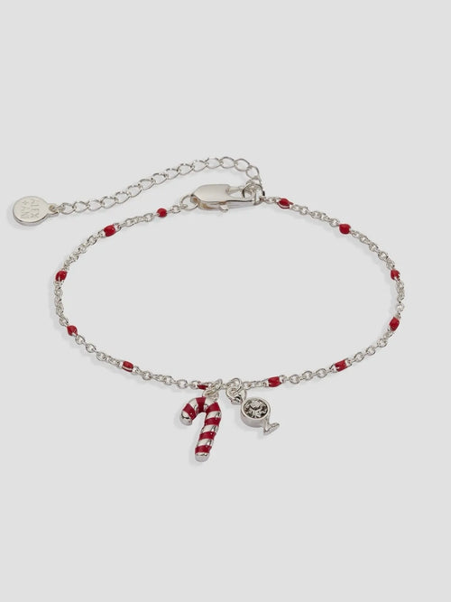 Candy Cane Beaded Chain Bracelet