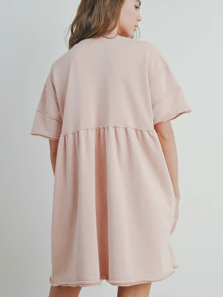 On The Fray Babydoll Dress in Mauve