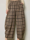 Pursuing Plaid Barrel Pants in Brown