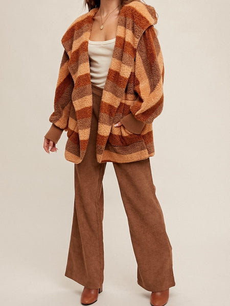 She's Printed Fuzzy Wuzzy in Rust Stripe One Size