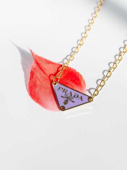 Triangle Repurposed Necklace in Lilac