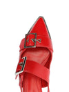 Darla Sling Leather Flat in Flame Scarlet