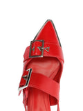 Darla Sling Leather Flat in Flame Scarlet