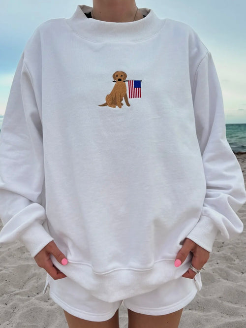 Man's Best Friend Mock Neck Sweatshirt in White