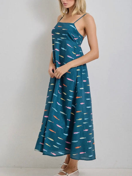 If Fishes Were Wishes Maxi in Teal