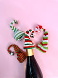 Knit Hat Bottle Topper in Christmas Pom