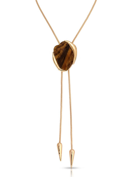 Tiger's Eye Statement Bolo Necklace