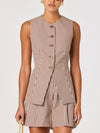 Karan Vest in Brown Checker