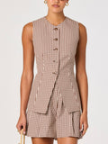 Karan Vest in Brown Checker