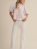 Ruffles At The Resort Button Up in Pink