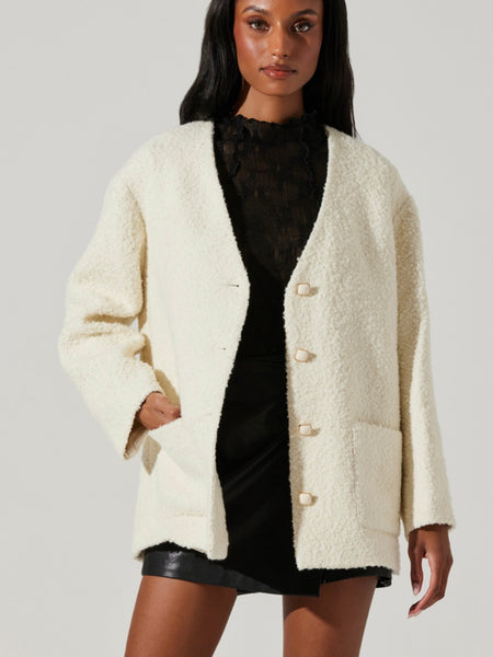 Victoria Faux Fur Coat in Taupe