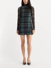 The Mesh Turtleneck in Navy & Green Plaid