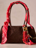 Sierra Suede Shoulder Bag in Chocolate