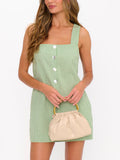 Everly Mini Dress in Green Gingham