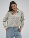 Valyria Blouse in Rhinestone Pin Stripe