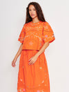 Pewter Top in Orange Embroidery