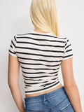 Super Stretch Baby Tee in Black & Ecru Stripe