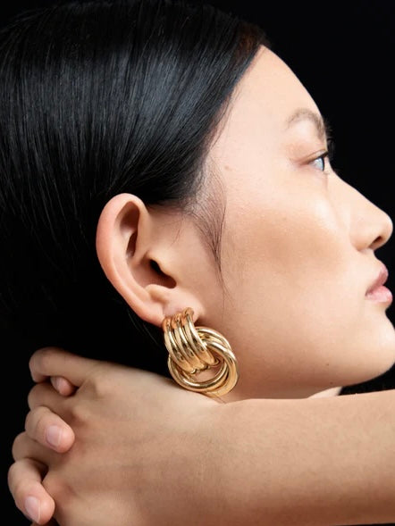 Double Knot Earrings in Gold