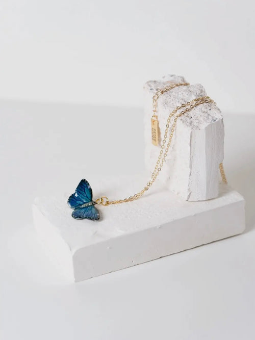 Tiny Flutter Necklace in Blue