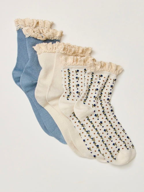 Ruffle Sock Pack in Blue