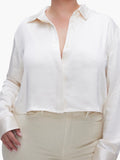 Cropped Satin Shirt in Ivory