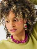 Jenna Link Beaded Necklace in Magenta