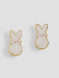 Peeps White Pearlized Bunny Studs in Gold