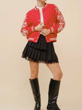 Earn Your Pearls Varsity Jacket in Red