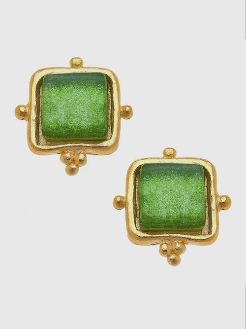 Madeline Green French Glass Studs