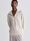 Tara Pointelle Half Zip in Egret