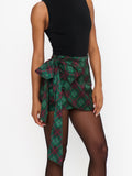 Iva Bow Skirt in Mistletoe Plaid