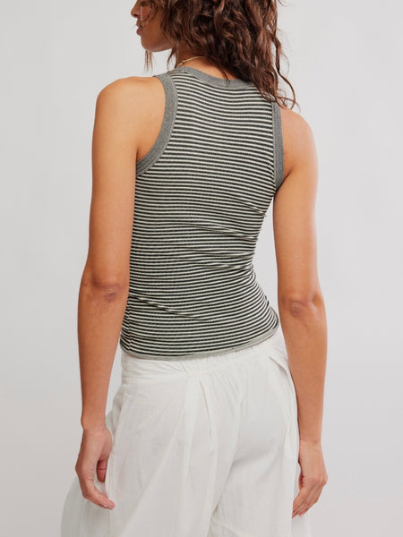 So Soft Seamless Stripe Tank in Black & White