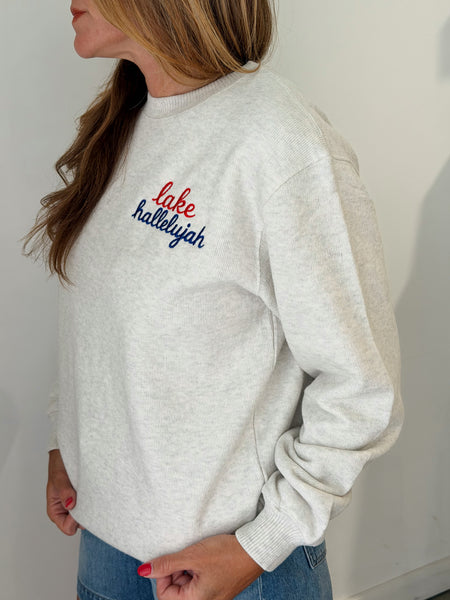 Lake Hallelujah Embroidered Sweatshirt in Sand