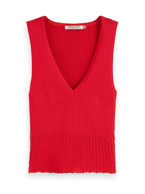 Pointelle Knitted Tank in Lipstick Red