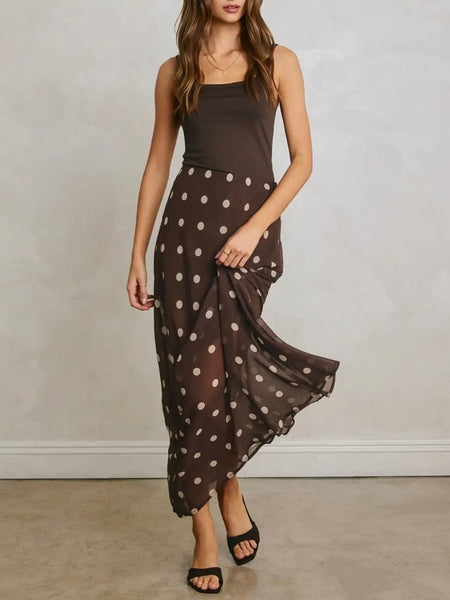 Pull Out All The Dots Skirt in Chocolate