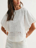 In The Blink Of An Eyelet Blouse in Off White