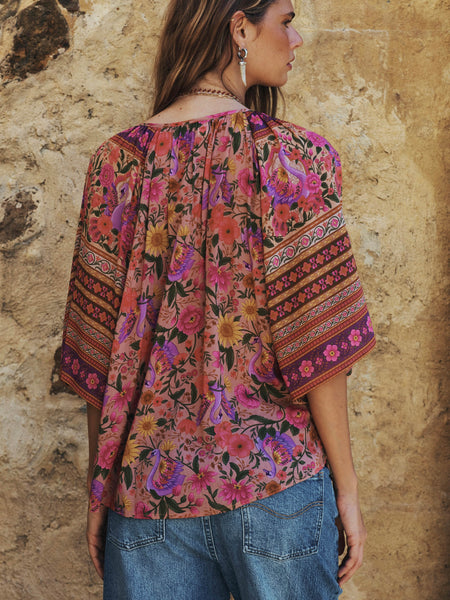 Swan Lake Flutter Sleeve Blouse in Lilac Rose
