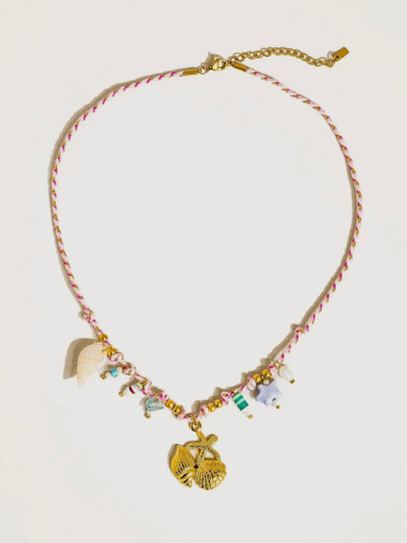 Massena Summer Rope Charm Necklace in Pink