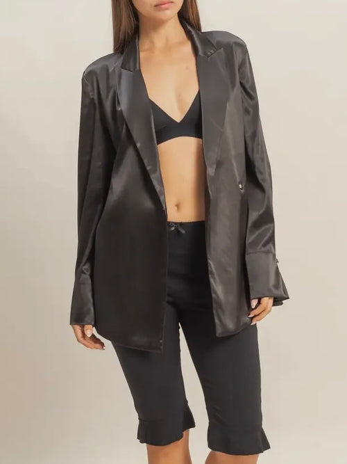 Soft Like Satin Blazer in Black