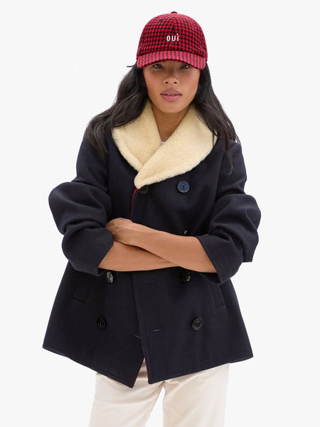 Wool Baseball Hat in Red Houndstooth Petit Oui