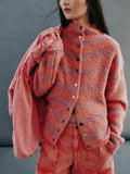 WTF Button Collection Cardigan in Peach Combo