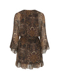 Damask Tunic Mini Dress in Walnut