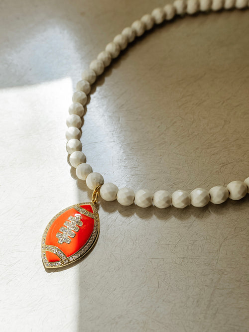 8mm Ivory Stone Football Necklace